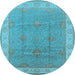 Round Oriental Light Blue Traditional Rug, urb977lblu