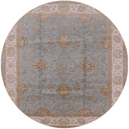 Round Mid-Century Modern Silver Pink Oriental Rug, urb977