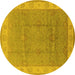 Round Oriental Yellow Traditional Rug, urb977yw