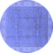 Round Oriental Blue Traditional Rug, urb977blu