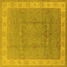 Square Oriental Yellow Traditional Rug, urb977yw