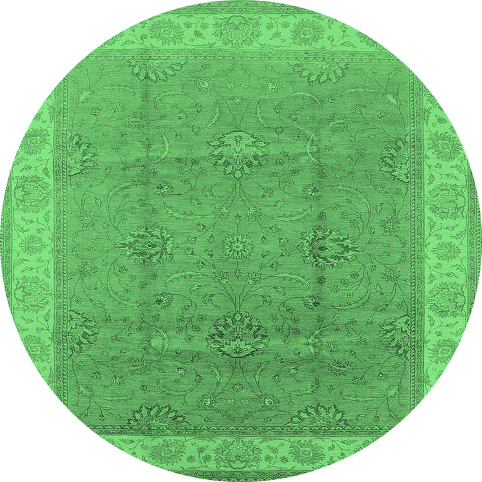 Round Oriental Emerald Green Traditional Rug, urb977emgrn