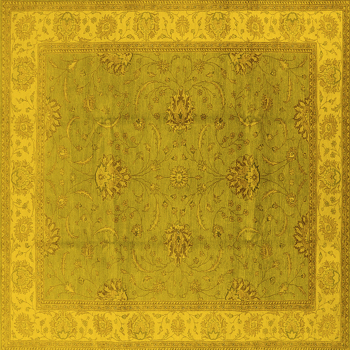 Square Machine Washable Oriental Yellow Traditional Rug, wshurb977yw