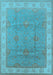 Machine Washable Oriental Light Blue Traditional Rug, wshurb977lblu