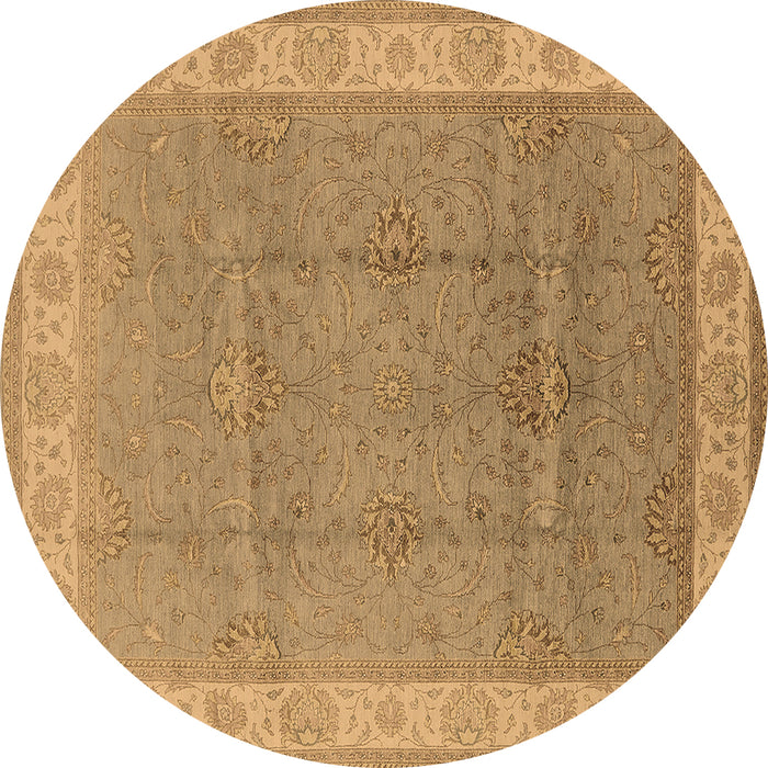 Round Oriental Brown Traditional Rug, urb977brn