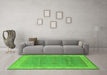 Machine Washable Oriental Green Traditional Area Rugs in a Living Room,, wshurb977grn