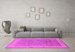 Machine Washable Oriental Pink Traditional Rug in a Living Room, wshurb977pnk