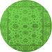 Round Oriental Green Traditional Rug, urb978grn