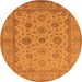 Round Machine Washable Oriental Orange Traditional Area Rugs, wshurb978org