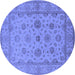 Round Oriental Blue Traditional Rug, urb978blu