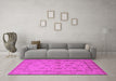 Machine Washable Oriental Pink Traditional Rug in a Living Room, wshurb978pnk