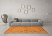 Machine Washable Oriental Orange Traditional Area Rugs in a Living Room, wshurb978org