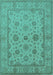 Machine Washable Oriental Turquoise Traditional Area Rugs, wshurb978turq