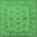 Square Machine Washable Oriental Emerald Green Traditional Area Rugs, wshurb978emgrn