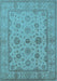 Machine Washable Oriental Light Blue Traditional Rug, wshurb978lblu