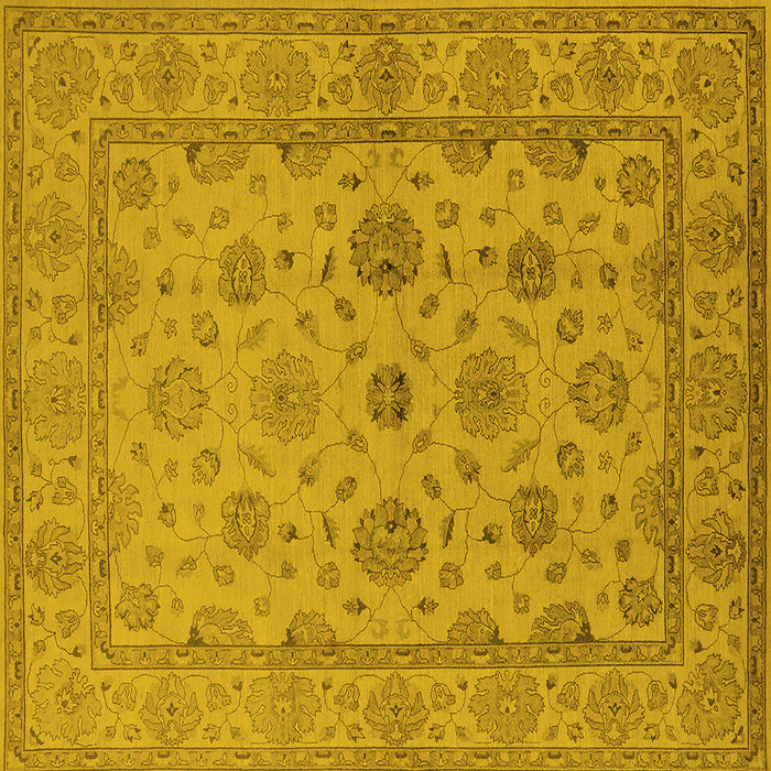 Square Machine Washable Oriental Yellow Traditional Rug, wshurb978yw
