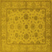 Square Machine Washable Oriental Yellow Traditional Rug, wshurb978yw