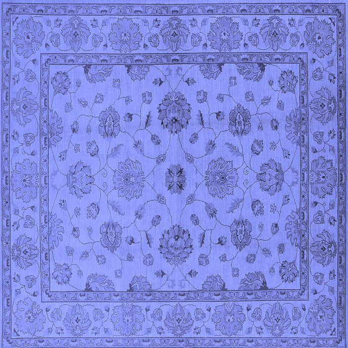 Square Machine Washable Oriental Blue Traditional Rug, wshurb978blu