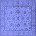 Square Machine Washable Oriental Blue Traditional Rug, wshurb978blu