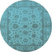 Round Oriental Light Blue Traditional Rug, urb978lblu