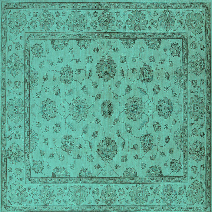 Square Oriental Turquoise Traditional Rug, urb978turq
