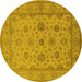 Round Oriental Yellow Traditional Rug, urb978yw