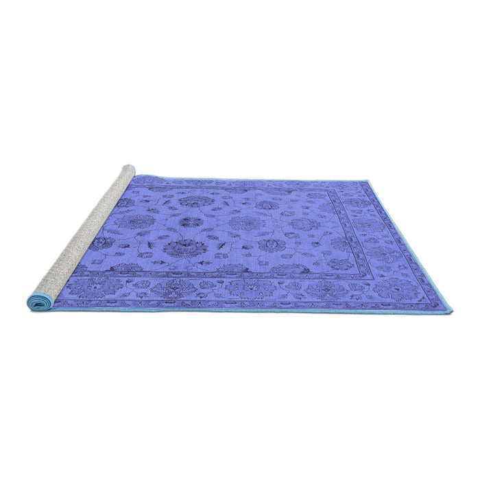 Sideview of Machine Washable Oriental Blue Traditional Rug, wshurb978blu