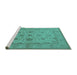 Sideview of Machine Washable Oriental Turquoise Traditional Area Rugs, wshurb978turq