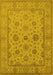Machine Washable Oriental Yellow Traditional Rug, wshurb978yw