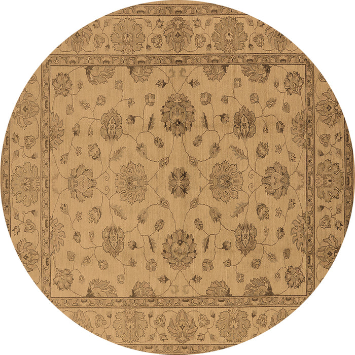 Round Oriental Brown Traditional Rug, urb978brn