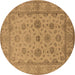 Round Oriental Brown Traditional Rug, urb978brn