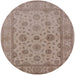 Round Mid-Century Modern Dark Almond Brown Oriental Rug, urb978