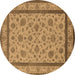 Round Oriental Brown Traditional Rug, urb979brn