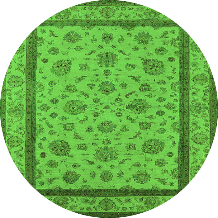 Round Oriental Green Traditional Rug, urb979grn