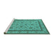 Sideview of Machine Washable Oriental Turquoise Traditional Area Rugs, wshurb979turq