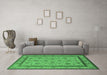 Machine Washable Oriental Emerald Green Traditional Area Rugs in a Living Room,, wshurb979emgrn