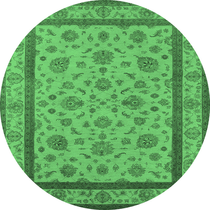 Round Oriental Emerald Green Traditional Rug, urb979emgrn