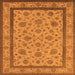 Square Machine Washable Oriental Orange Traditional Area Rugs, wshurb979org