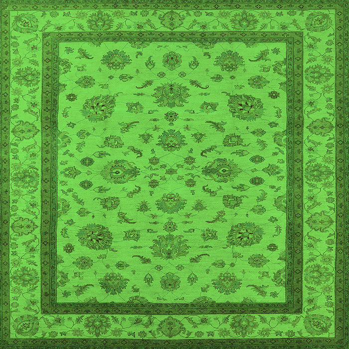 Square Oriental Green Traditional Rug, urb979grn