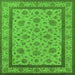 Square Oriental Green Traditional Rug, urb979grn