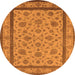 Round Machine Washable Oriental Orange Traditional Area Rugs, wshurb979org