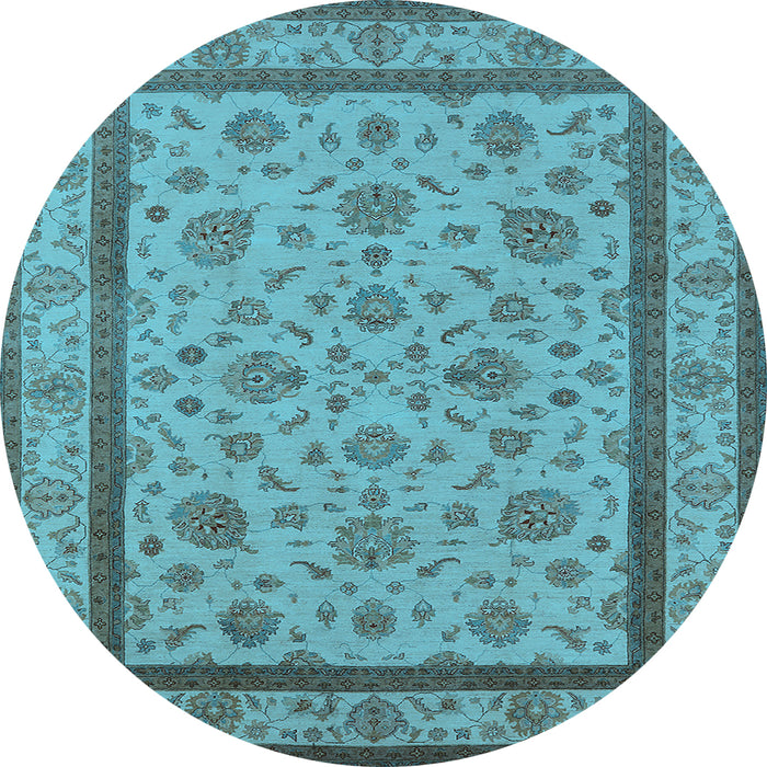Round Oriental Light Blue Traditional Rug, urb979lblu