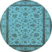 Round Oriental Light Blue Traditional Rug, urb979lblu