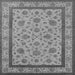 Square Machine Washable Oriental Gray Traditional Rug, wshurb979gry