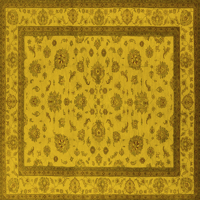 Square Machine Washable Oriental Yellow Traditional Rug, wshurb979yw