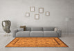 Machine Washable Oriental Orange Traditional Area Rugs in a Living Room, wshurb979org