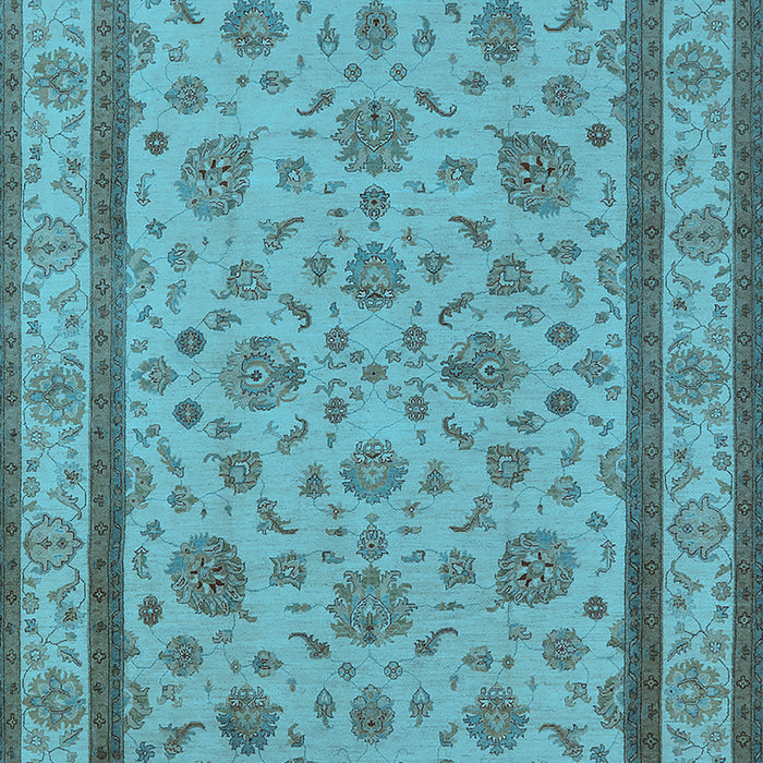 Machine Washable Oriental Light Blue Traditional Rug, wshurb979lblu