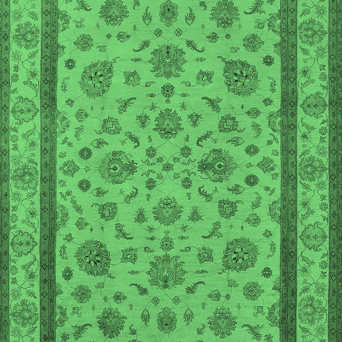 Machine Washable Oriental Emerald Green Traditional Area Rugs, wshurb979emgrn