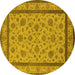 Round Oriental Yellow Traditional Rug, urb979yw