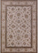 Mid-Century Modern Khaki Rose Pink Oriental Rug, urb979